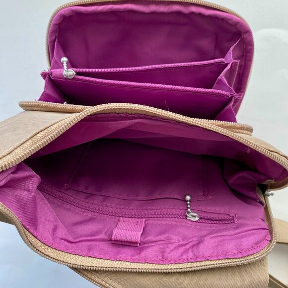 Baggallini Crossbody Purse – Taupe with Magenta Lining, New Never Used - Picture 3 of 3